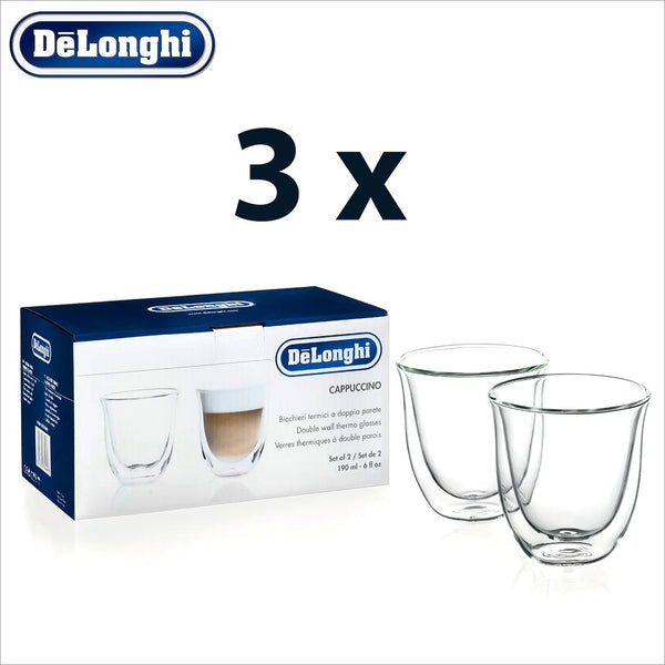 Genuine Delonghi Cappuccino Double Wall Thermo Glasses - Set of 2 - thecoffeefiltershop