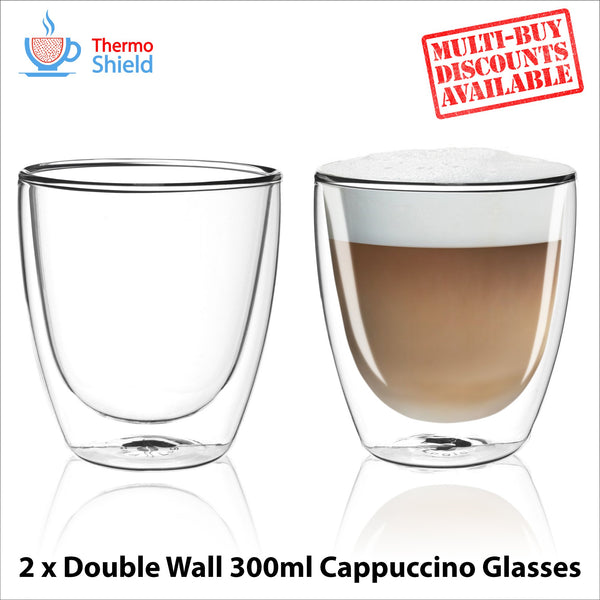 Cappuccino Double Wall Dual Thermo Shield Insulated Glasses for Delonghi - thecoffeefiltershop