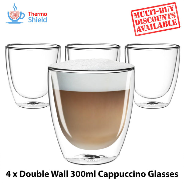 Cappuccino Double Wall Dual Thermo Shield Insulated Glasses for Delonghi - thecoffeefiltershop