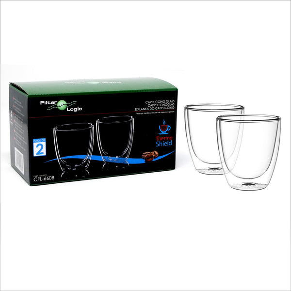 Cappuccino Double Wall Dual Thermo Shield Insulated Glasses for Delonghi - thecoffeefiltershop